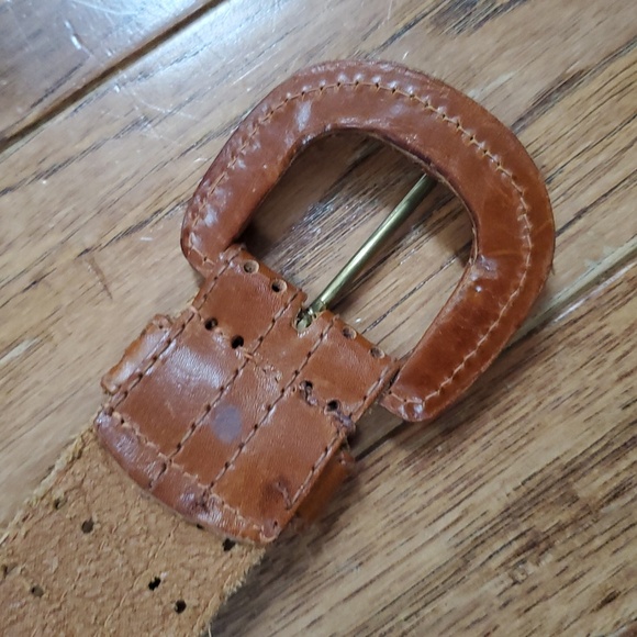 Christian Dior Vintage Double Hole Brown Leather Belt with Gold Buckle